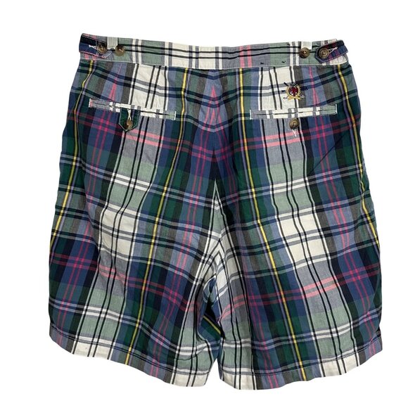 Tommy Hilfiger Mens Madras Golf Shorts 34 Cotton Embroidered Crest Bermuda - Picture 2 of 9